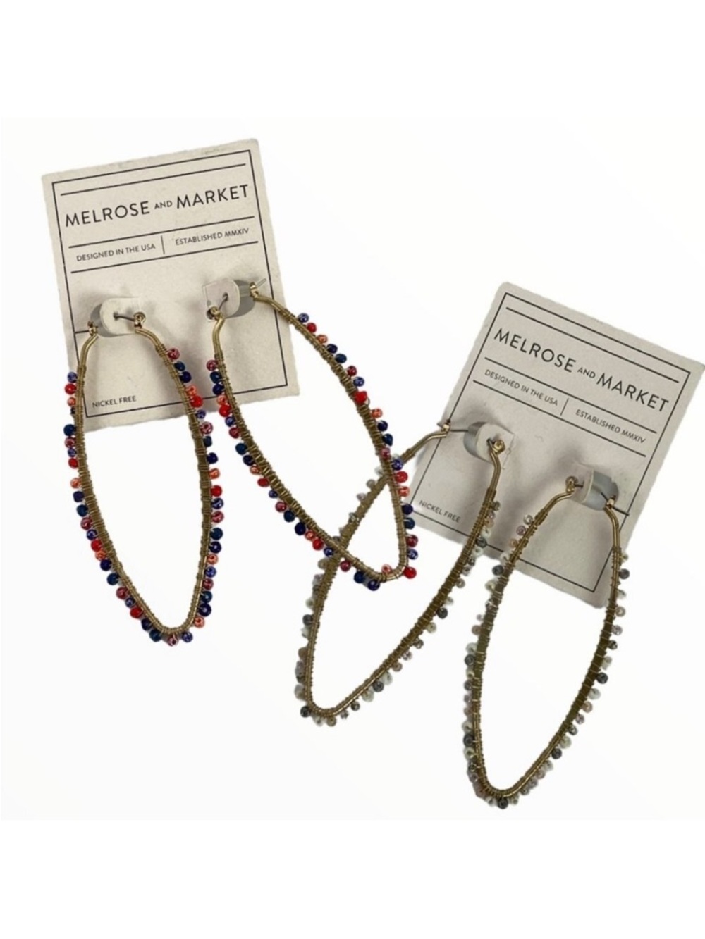 Nordstrom Melrose Market Teardrop Oval Hoop Earrings Set of 2 New Tags Boho NEW‎